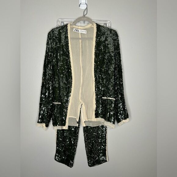 Zara Woman Collection Sequin Contrast Blazer and Pant Set NWOT/NWT - Picture 5 of 12